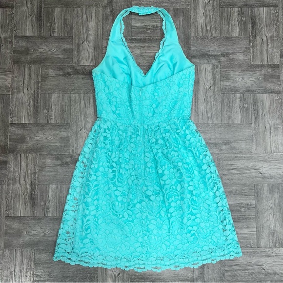 David’s Bridal F15263 Lace Halter Bridesmaid Dress Size 2 - Spa - Picture 2 of 5